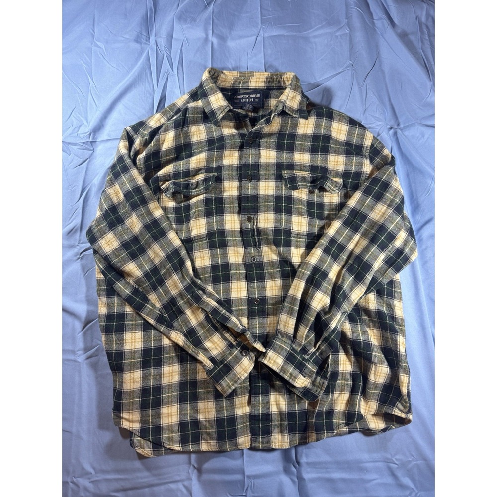 Abercrombie & Fitch Men's Yellow Flannel Size Large Long Sleeve